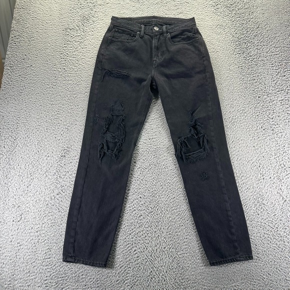 American Eagle Outfitters Denim - VTG American Eagle Outfitters Jean Women 28x28 Black Denim Boyfriend Distressed‎